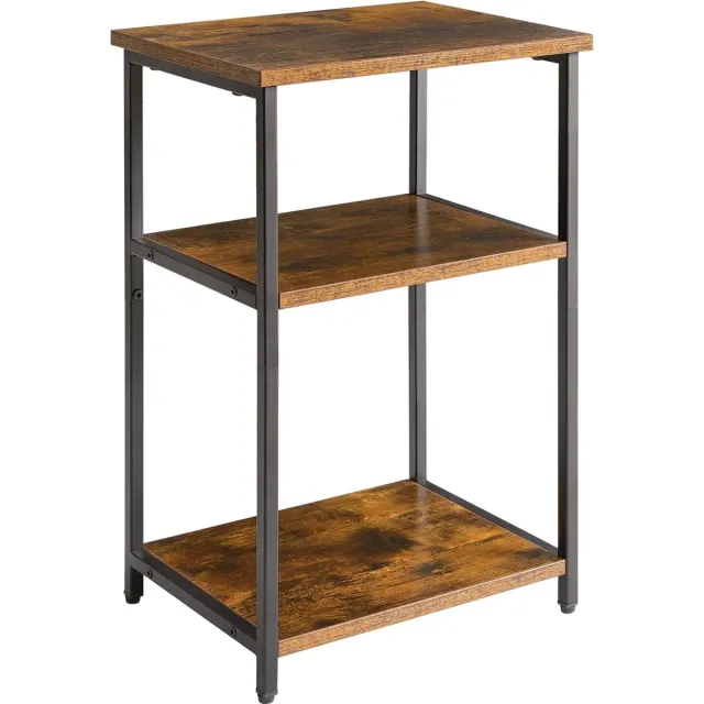meerklose Industriële bijzettafel, bijzettafel, nachtkastje, 3-laags opbergplanken, stalen frame, voor gang, bank, woonkamer, slaapkamer, rustiek bruin, 39 x 29 x 58,5 cm TMJ402H zwart , bruin