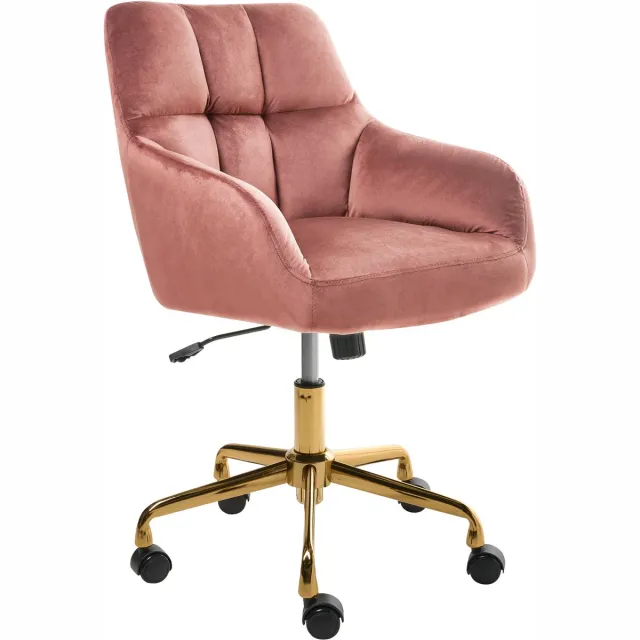 Beliani PALMDALE - Bureaustoel - Roze - Fluweel