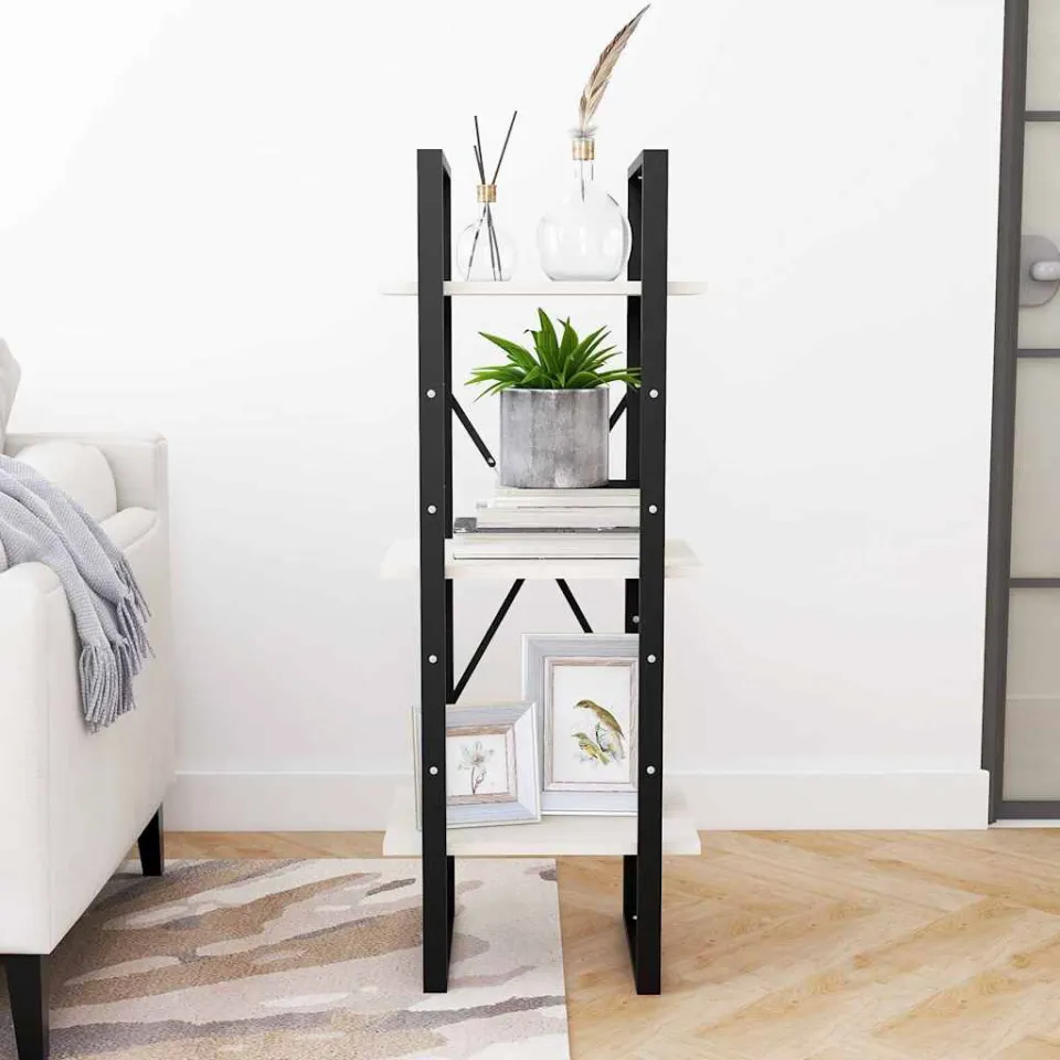 vidaXL Boekenkast met 3 schappen 40x30x105 cm massief grenenhout wit, foto 2