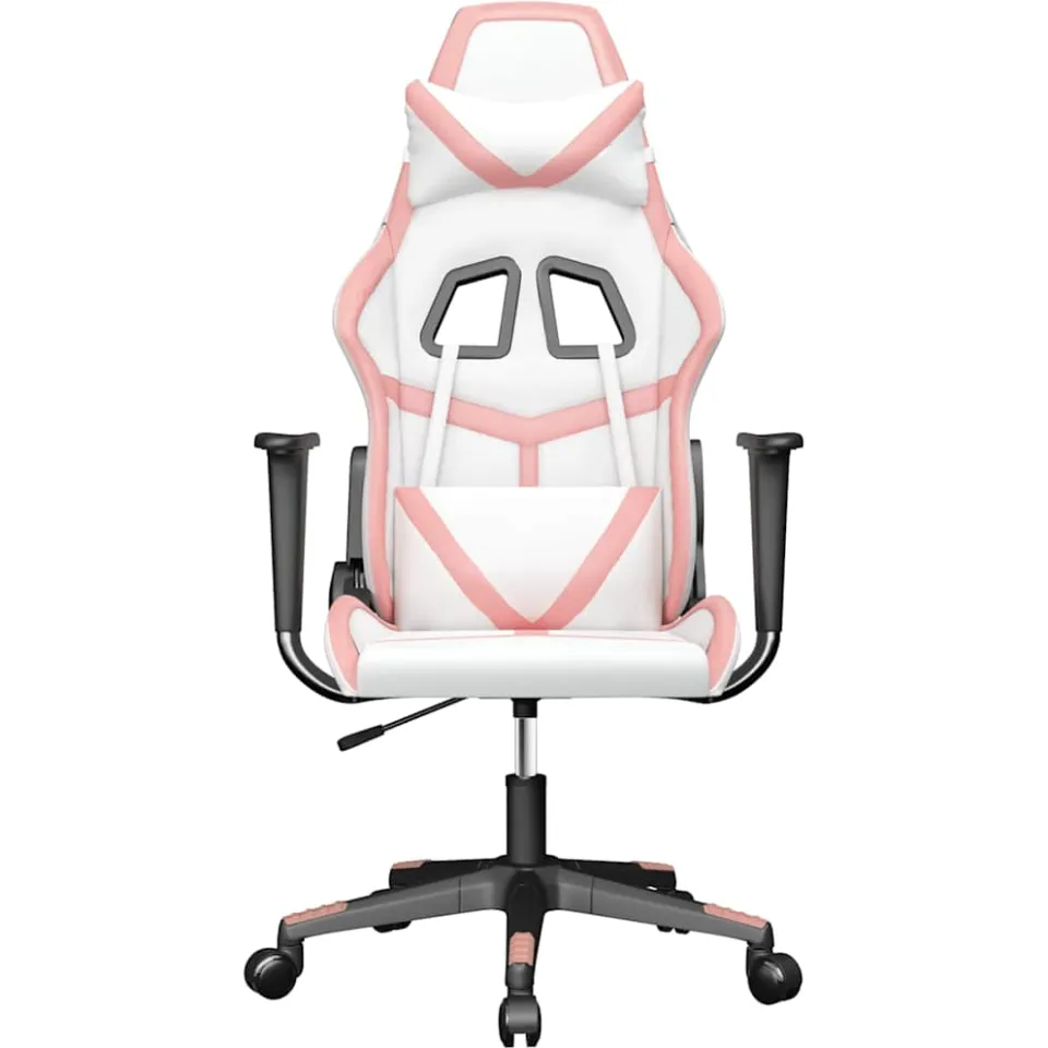 vidaXL Gamestoel kunstleer wit en roze