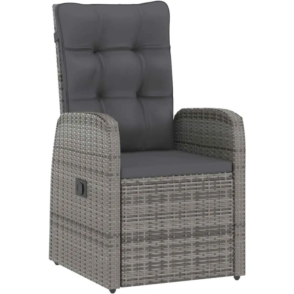 vidaXL 9-delige Tuinset met kussens poly rattan grijs, foto 4