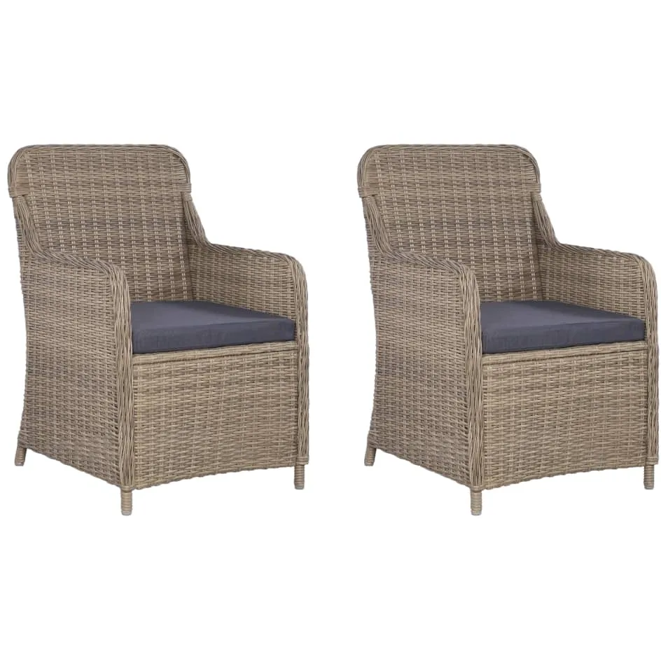 vidaXL 3-delige Bistroset met kussens poly rattan bruin, foto 4