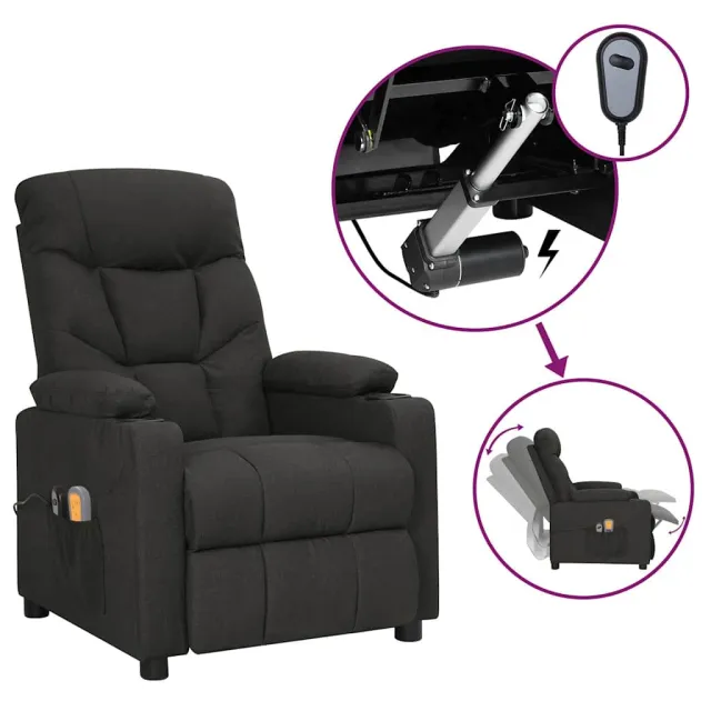 vidaXL Massagestoel elektrisch stof zwart