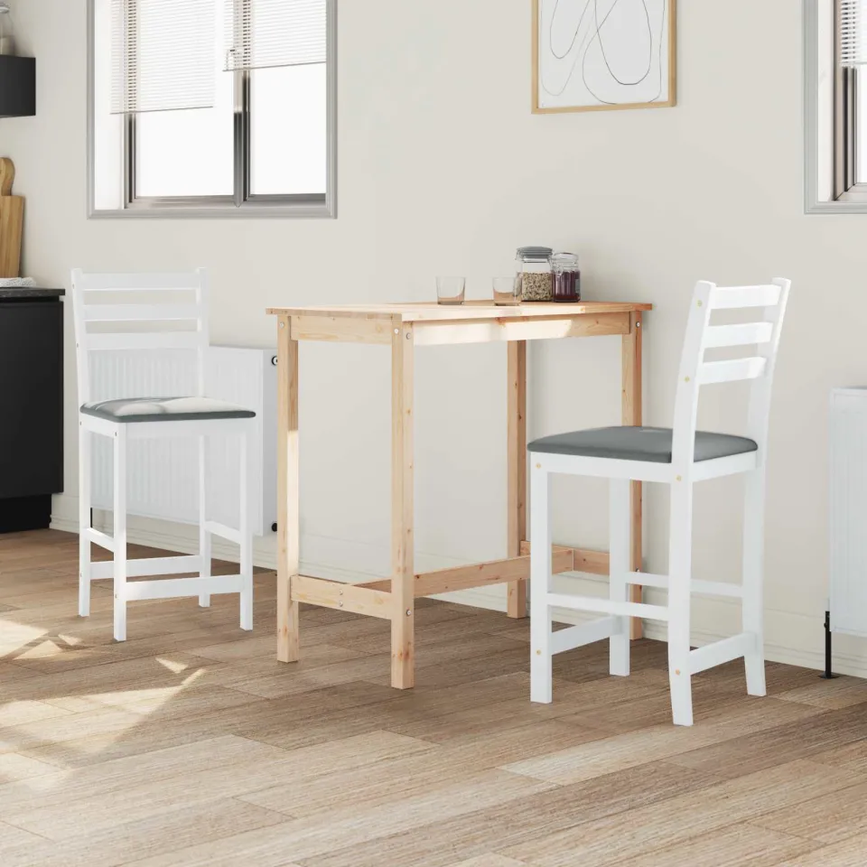 vidaXL Eettafelstoelen 2 st Massief Rubberhout Wit 40 x 47,5 x 99,5 cm, foto 3