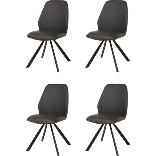 WAYS. Moderne Kunstleren eetkamerstoelen – Bruin – Stevige houten vierpoot – 4 stuks