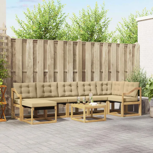 vidaXL Buiten bankenset 8 st 7-zits Wit en Beige