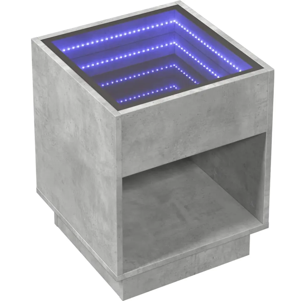 vidaXL Salontafel met Infinity LED 40x40x50 cm betongrijs grijs, foto 4