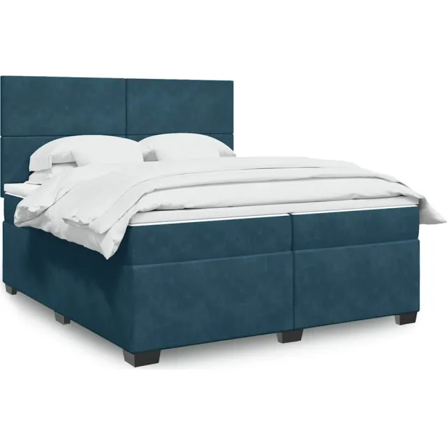 vidaXL Boxspring met matras fluweel blauw 200x200 cm