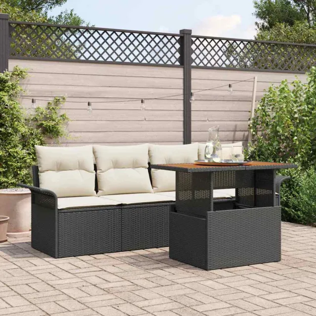 vidaXL Tuin Sofa Set 5 st Zwart Poly riet, foto 2