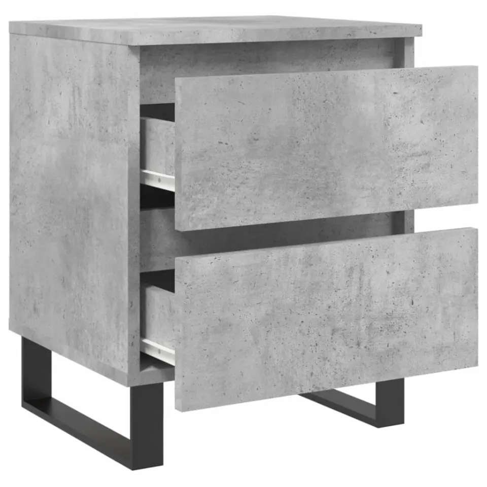 vidaXL Nachtkastjes 2 st 40x35x50 cm bewerkt hout betongrijs grijs, foto 4
