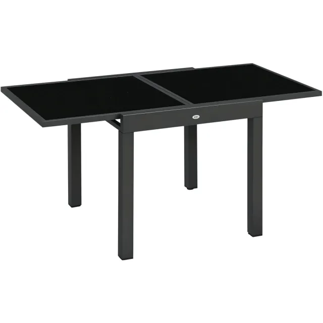 ITRONIQ Uitschuifbare Tuintafel 160x80 CM – Aluminium Eettafel Met Gehard Glas – Inklapbaar Van 80x80 Naar 160x80 – Zwart