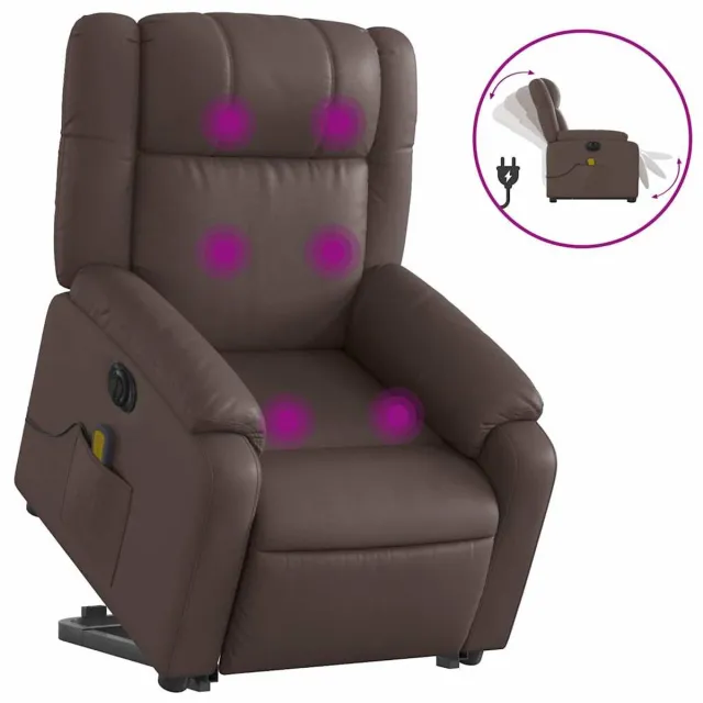 vidaXL Sta-op-massagestoel - elektrisch - kunstleer - bruin