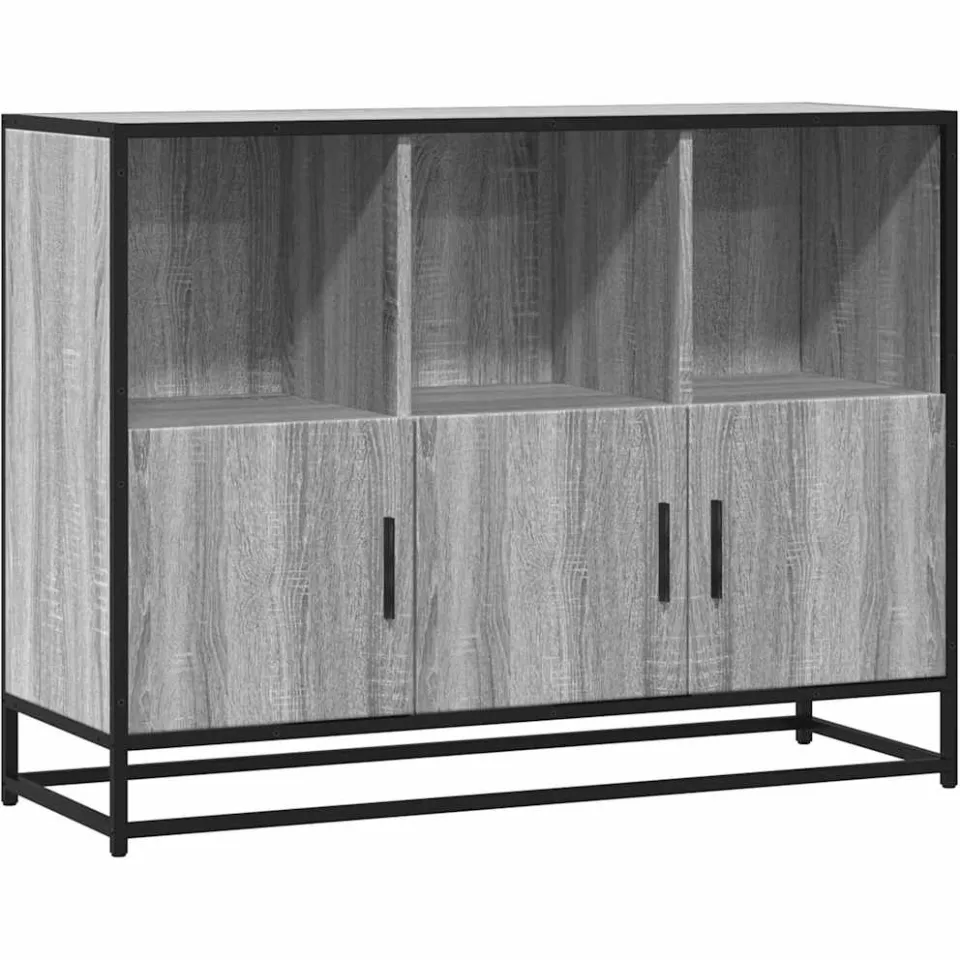 vidaXL Dressoir 100x35x76 cm bewerkt hout grijs sonoma eikenkleurig, foto 3