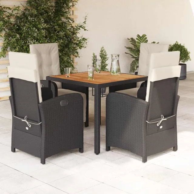 vidaXL 5-delige Tuinset met kussens poly rattan zwart, foto 2