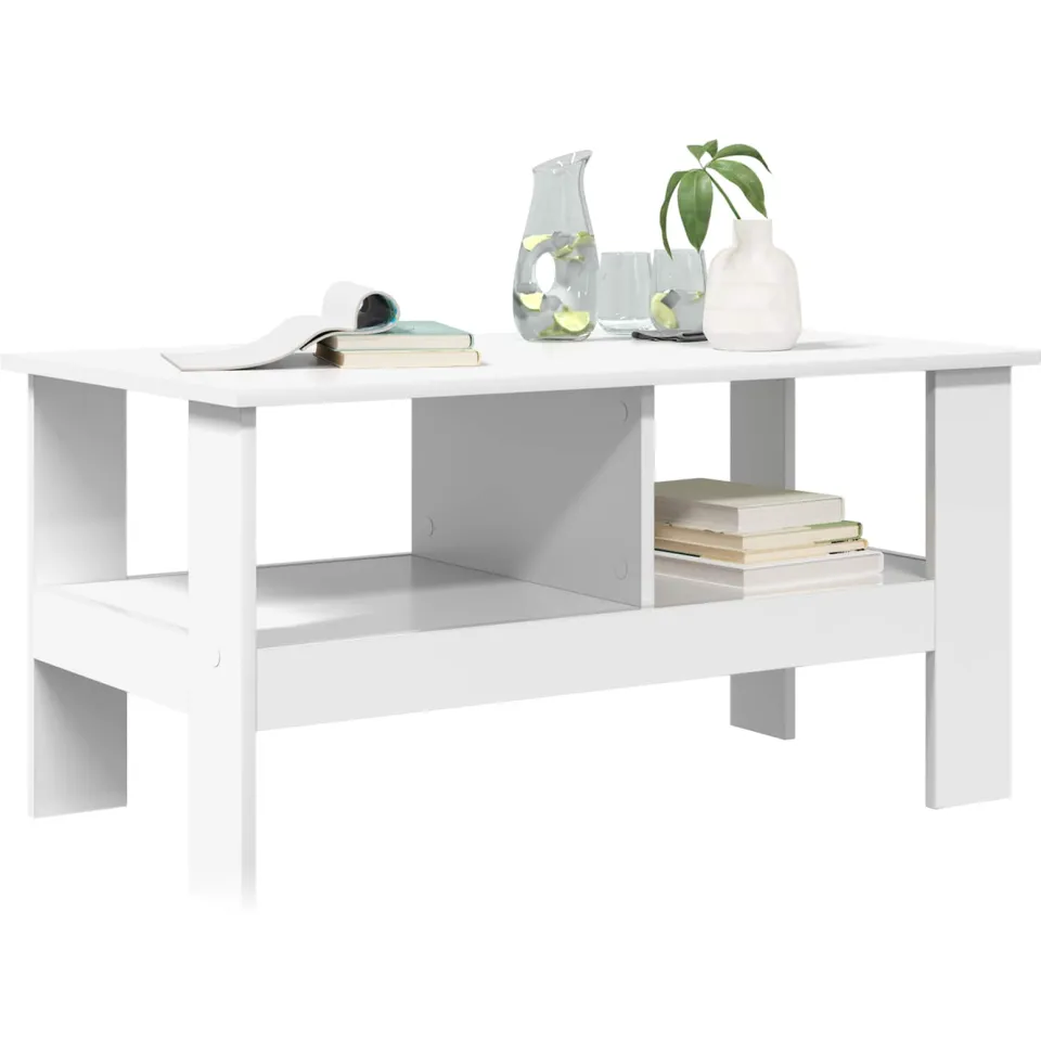 vidaXL Salontafel Wit 90 x 50 x 45 cm Bewerkt hout, foto 2