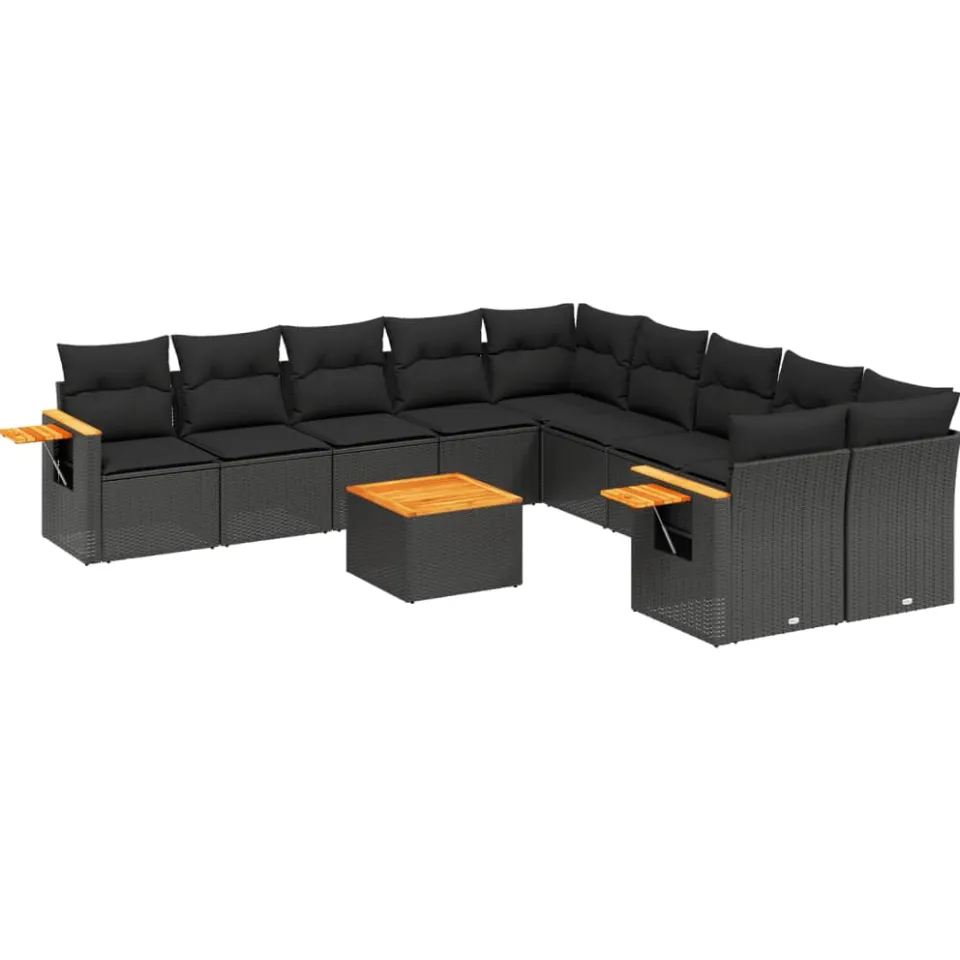 vidaXL Patio Sofa Set 10-zits Black, foto 3