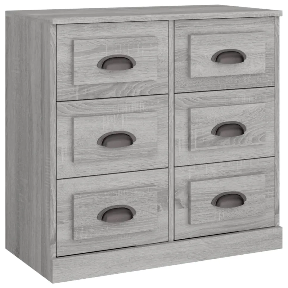 vidaXL Dressoir 70x35,5x67,5 cm bewerkt hout grijs sonoma eikenkleurig, foto 4