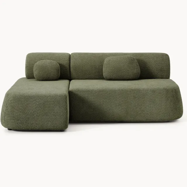 Westwing Collection Hoekbank Pao (2-zits) van teddy-bouclé groen