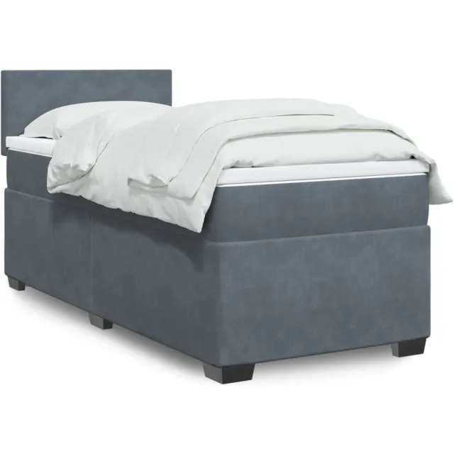 vidaXL Boxspring met matras fluweel donkergrijs 1-persoons