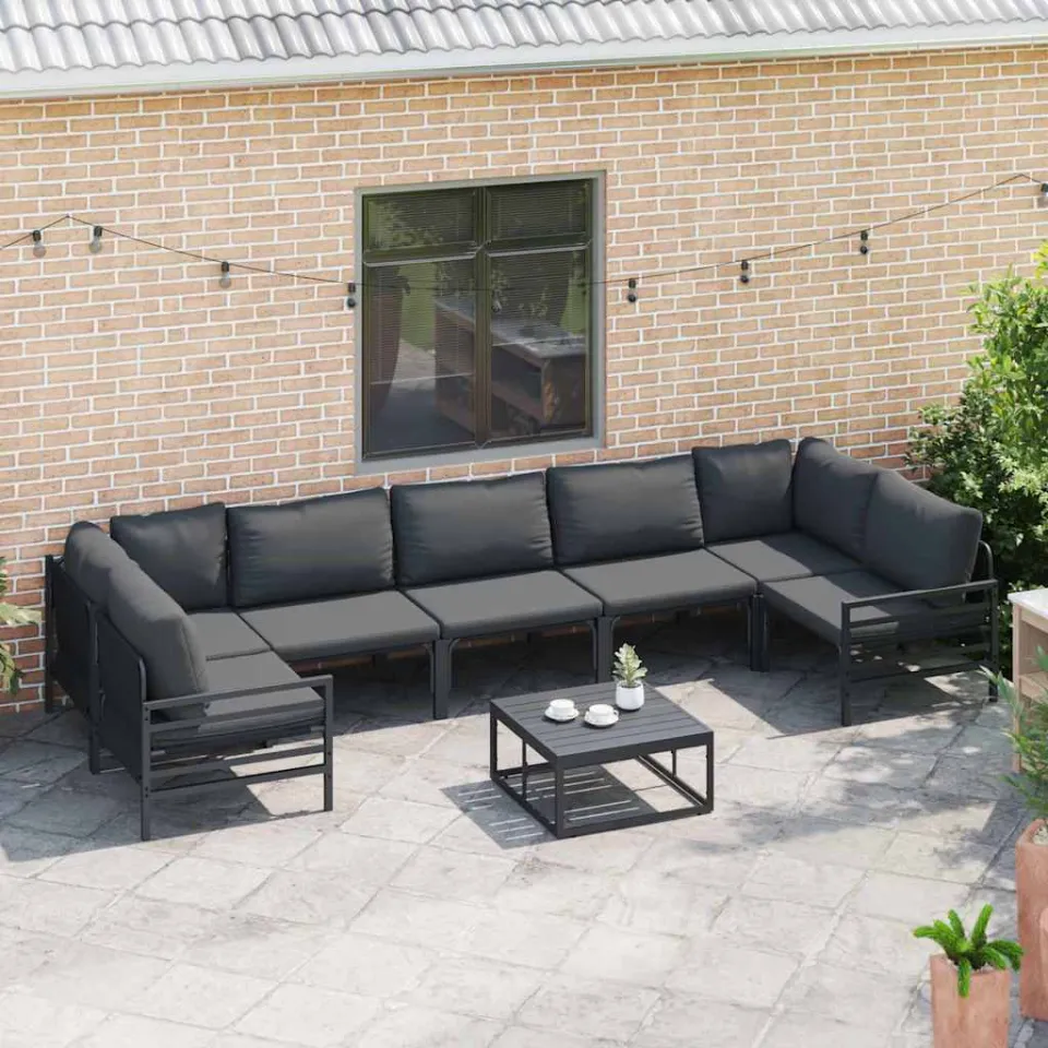 vidaXL Tuinbankenset 7 st Zwart Staal, foto 2