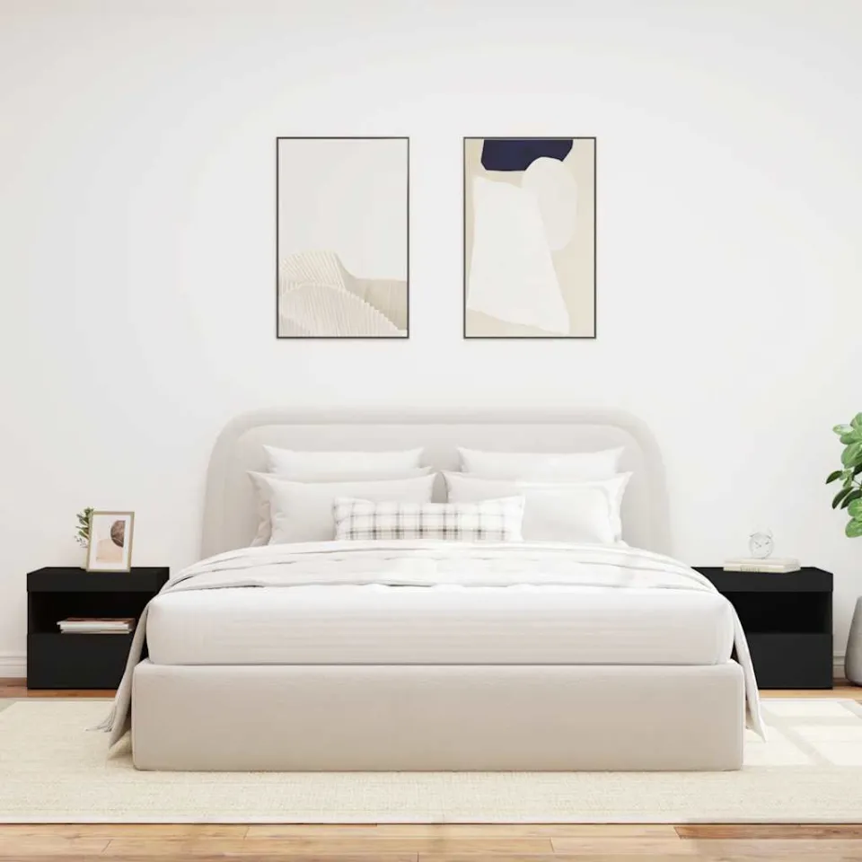 vidaXL Nachtkastjes met LED-verlichting 2 st 50x40x45 cm zwart, foto 4