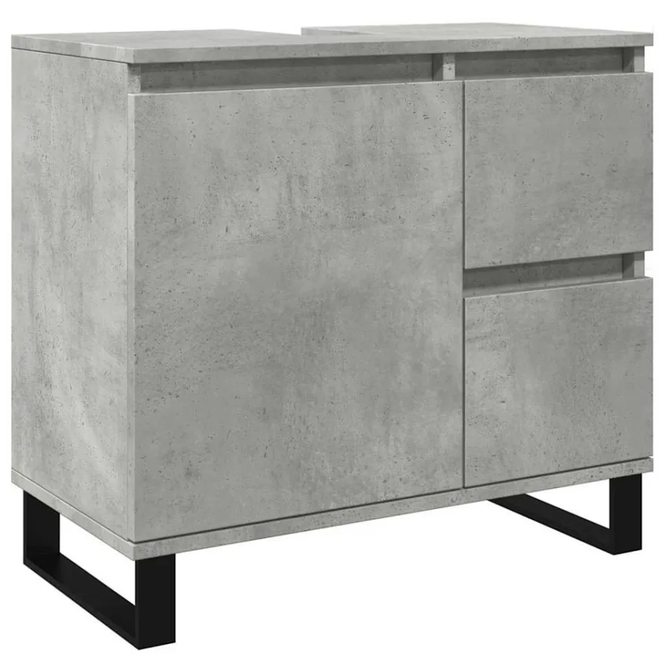 vidaXL Badkamerkast 65x33x60 cm bewerkt hout betongrijs