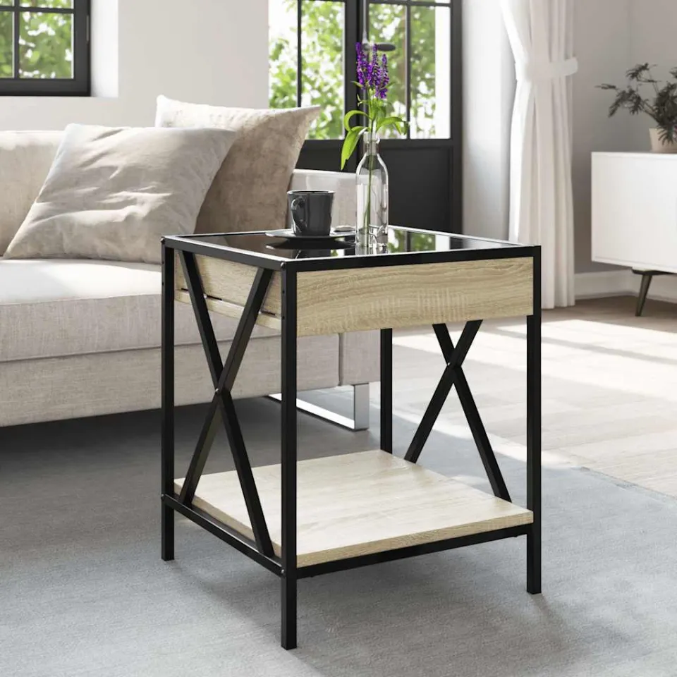 vidaXL Salontafel met Infinity LED 40x40x49 cm sonoma eikenkleurig, foto 4