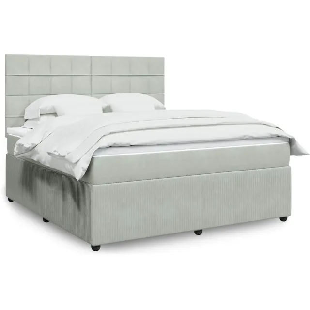 vidaXL Boxspring met matras fluweel lichtgrijs 180x200 cm grijs