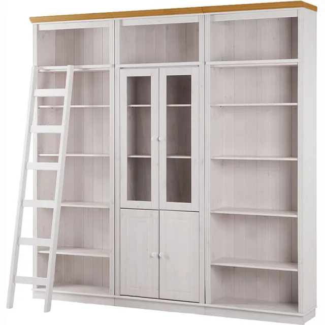 Notio Living Anita- Boekenkast in klassiek landhuisdesign van grenenhoutD WH Wit