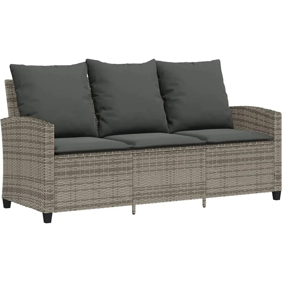 vidaXL 6-delige Loungeset met kussens poly rattan grijs, foto 4