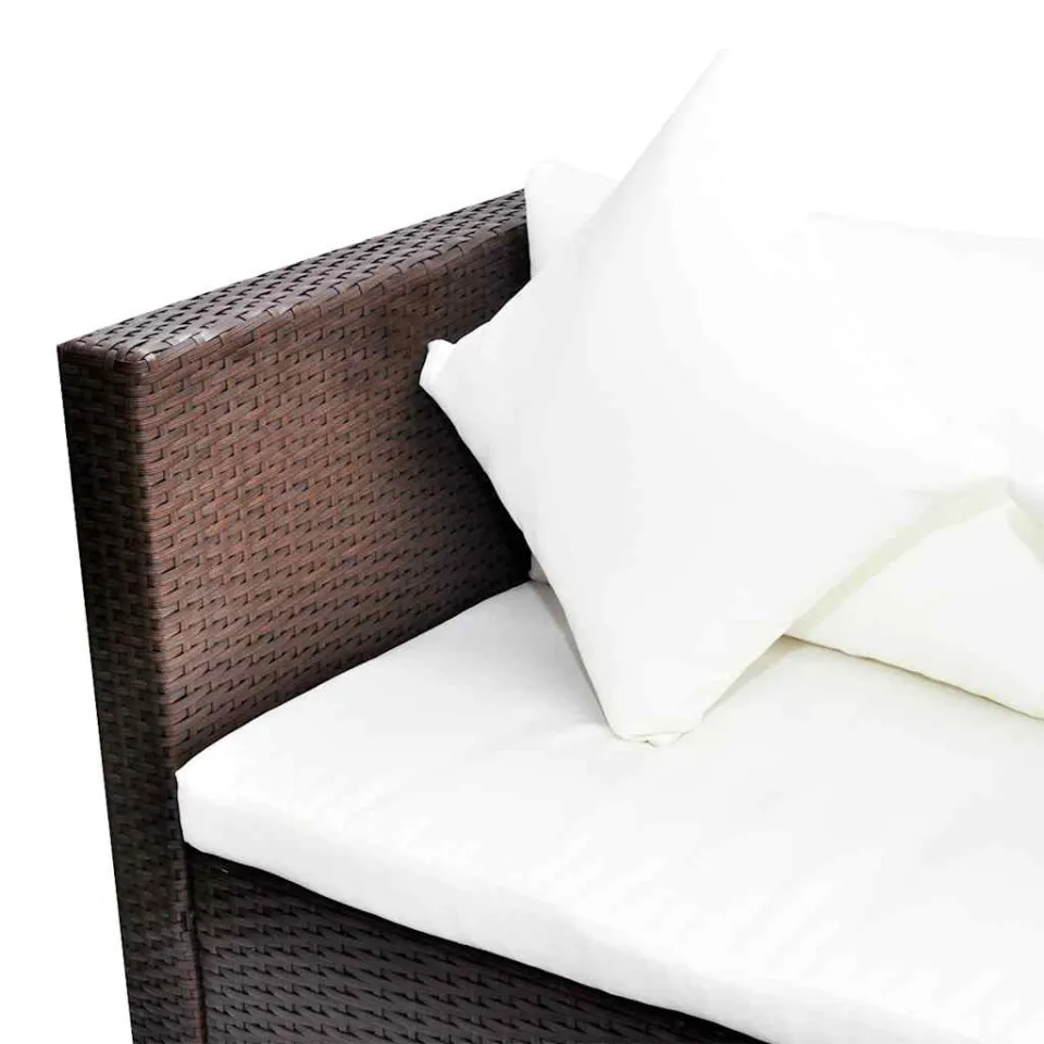 vidaXL 4-delige Loungeset met kussens poly rattan bruin, foto 3