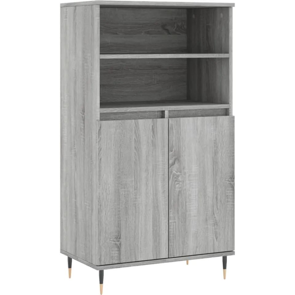 vidaXL Hoge kast 60x36x110 cm bewerkt hout grijs sonoma eikenkleurig, foto 3