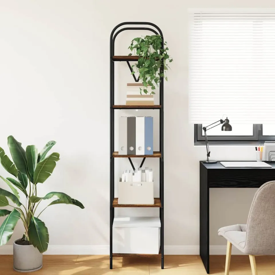 vidaXL Boekenkast 5-laags 40 x 30 x 183 cm Bewerkt hout Gerookt eiken, foto 3