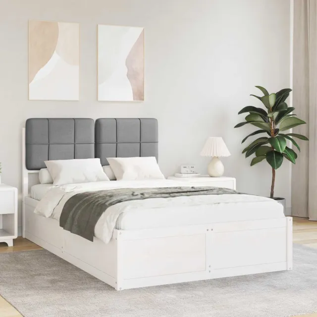 vidaXL Bedframe met Gevoerd Hoofdgedeelte Lichtgrijs 120 x 200 cm