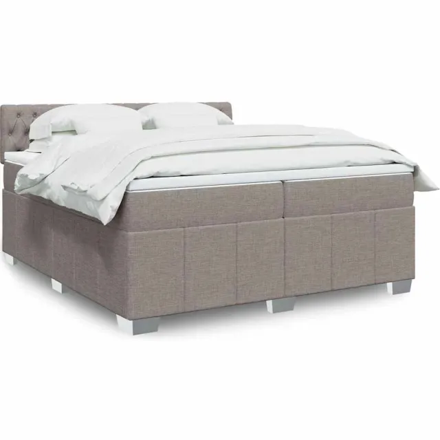 vidaXL Boxspring met matras stof taupe 200x200 cm