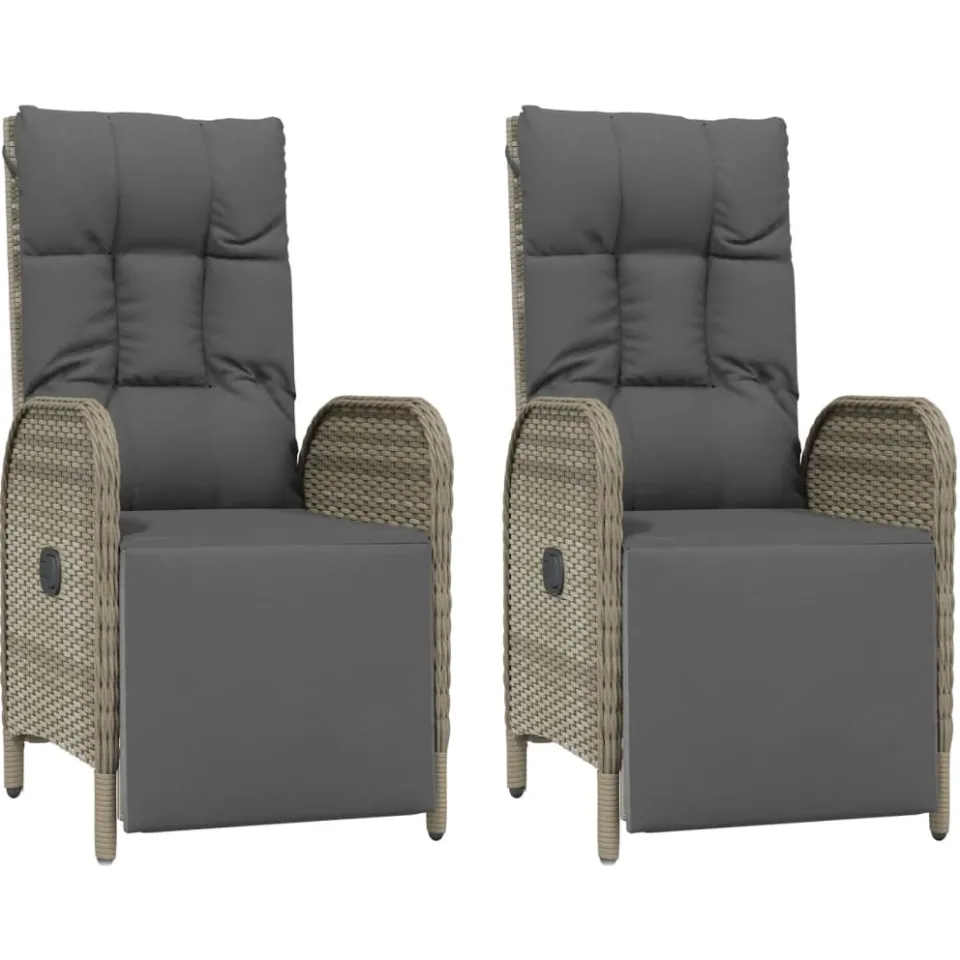 vidaXL 3-delige Tuinset met kussens poly rattan grijs, foto 3