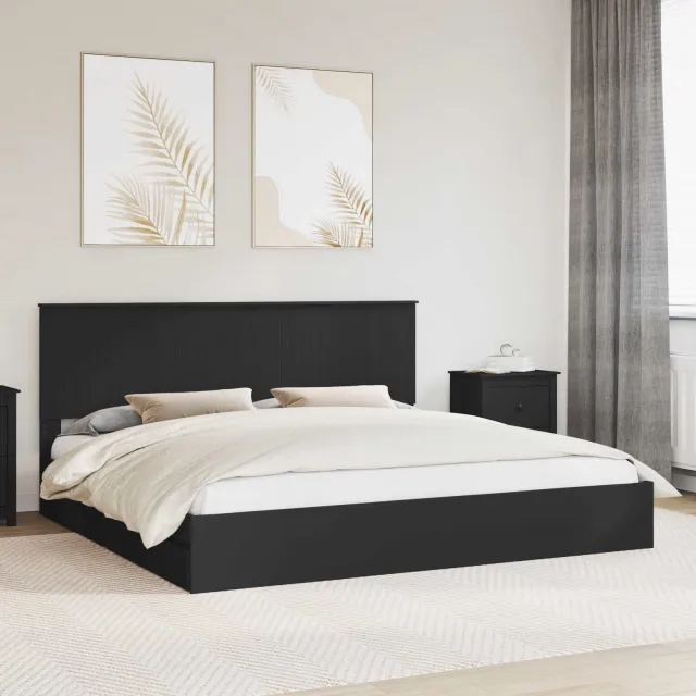 vidaXL Opslag bed met lade met opslag Zwart 200 x 200 cm Bewerkt hout