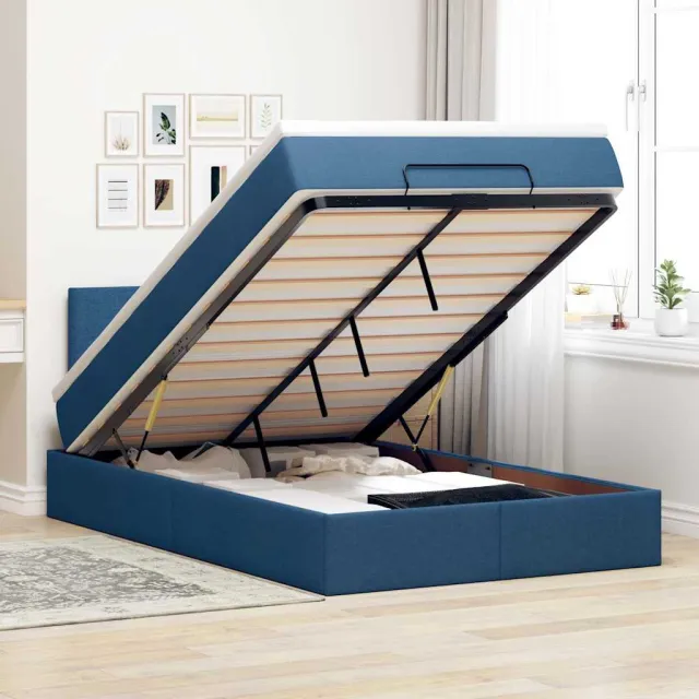 vidaXL Bed met matras 120x200 cm stof blauw