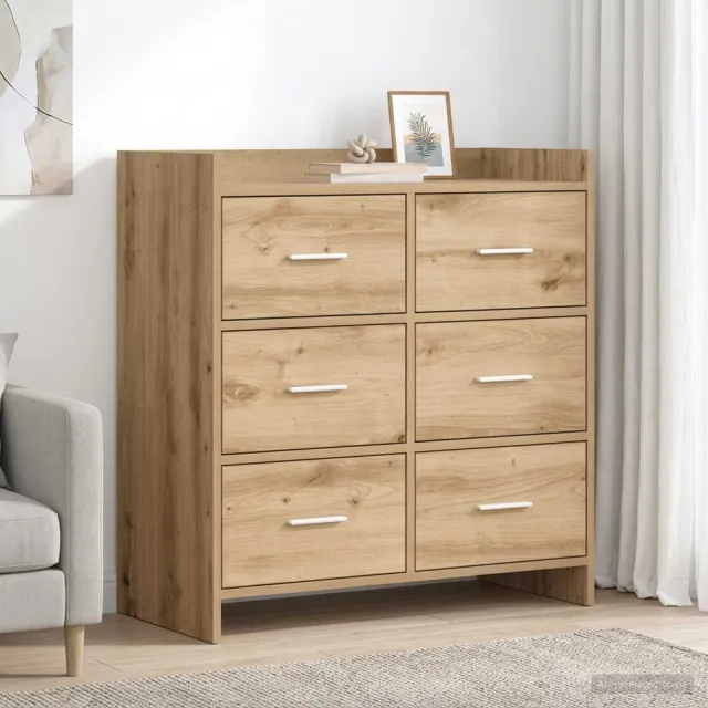 vidaXL Dressoir Artisanaal eiken 75 x 33 x 80 cm Bewerkt hout, foto 2