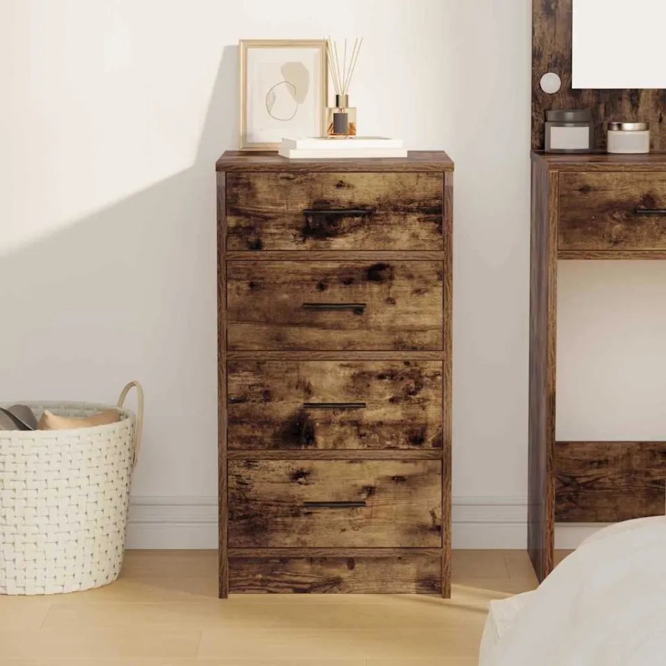 vidaXL Dressoir Gerookt eiken 40 x 41 x 75 cm Bewerkt hout, foto 3
