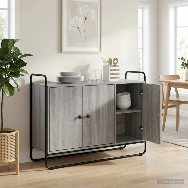 vidaXL Dressoir Grijs Sonoma 102 x 35 x 75 cm Bewerkt hout