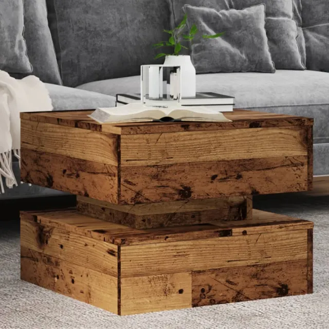 vidaXL Salontafel met LED-verlichting 50x50x40 cm oud houtkleurig bruin