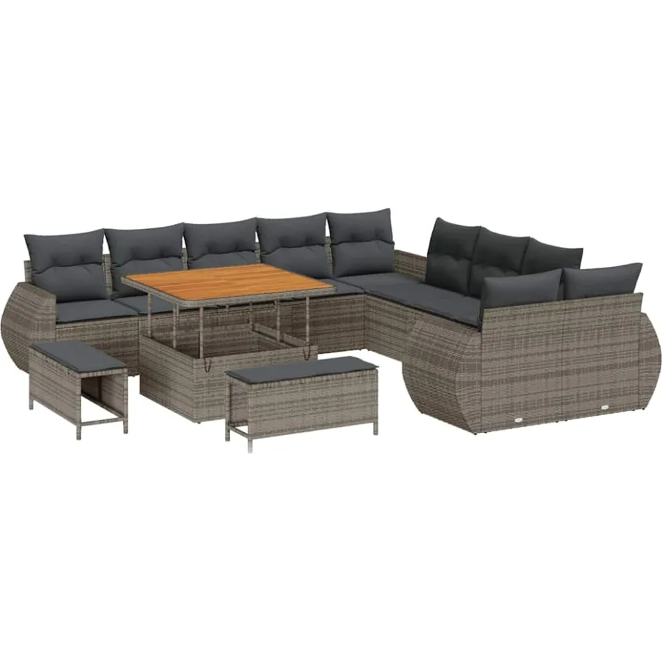 vidaXL Tuinbankenset 13 st Grijs poly rattan