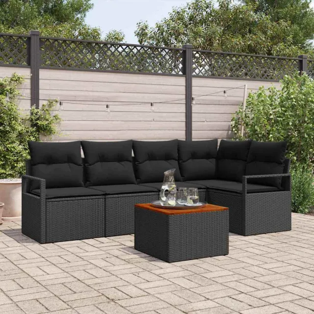 vidaXL Tuinbankenset 6 st Zwart poly rattan, foto 2