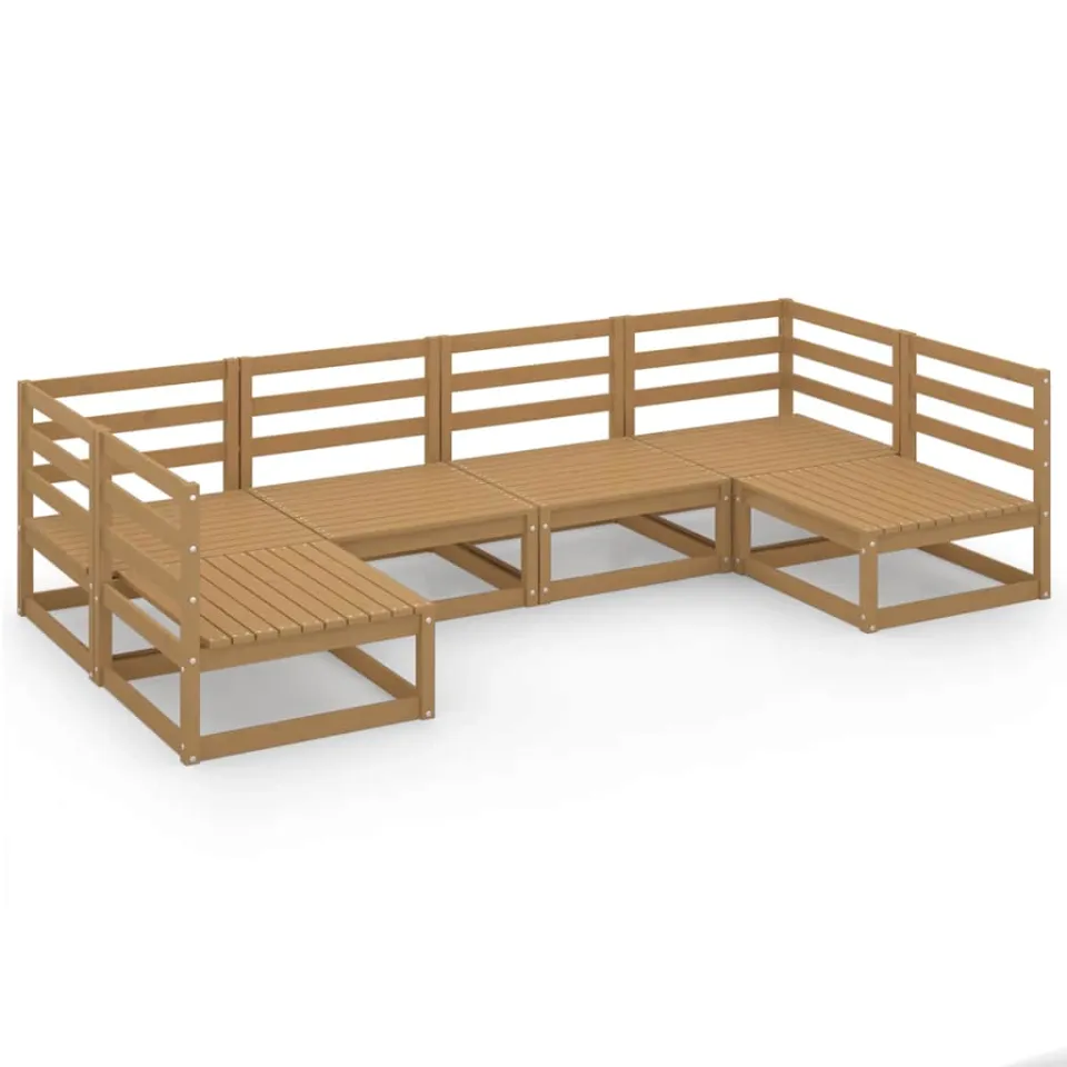 vidaXL 6-delige Loungeset massief grenenhout bruin, foto 2