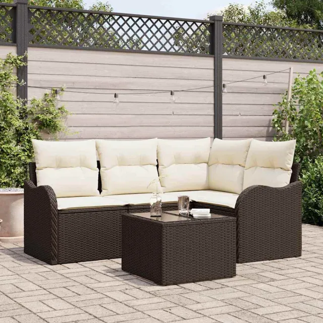 vidaXL Tuin Sofa Set 5 st Grijs poly rattan, foto 2