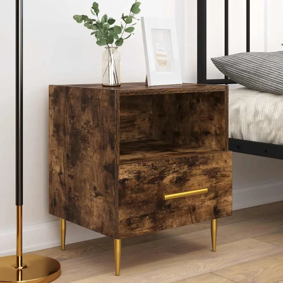 vidaXL Nachtkastjes 2 st 40x35x47,5 cm bewerkt hout gerookt eikenkleur, foto 3