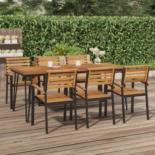 vidaXL Tuintafel met haarspeldpoten 200x90x75 cm massief acaciahout bruin, foto 2