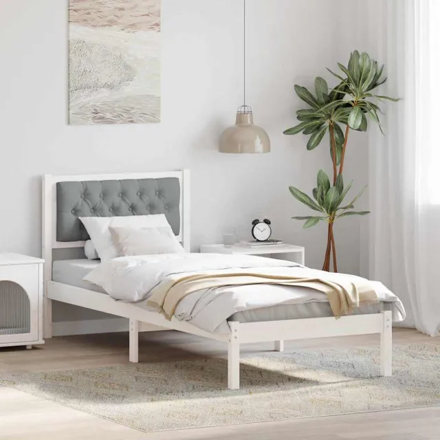 vidaXL Bedframe Lichtgrijs 90 x 190 cm Massief grenenhout Wit
