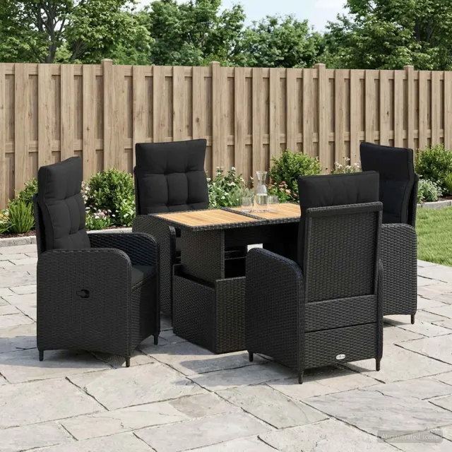vidaXL Buiten eettafelset 5 st Zwart 100 x 55 x 73 cm